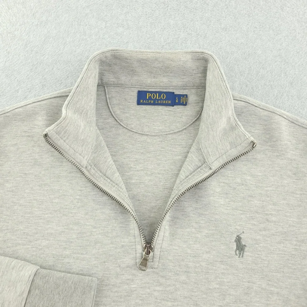 Polo Ralph Lauren Sweatshirt Mens L Gray Fleece 1/4 Zip Mock Neck Pullover